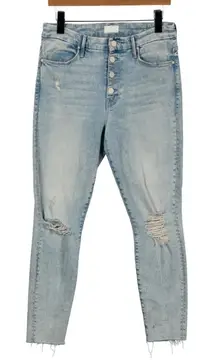 MOTHER The High Waisted Rider Ankle Distressed Fray Hem Jeans size 29