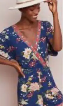 Farm Rio for Anthropologie Estelle Floral Jersey Romper Vacation Jersey Travel M