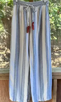 Tularosa Women's Linen Blue Striped Trousers Size 2