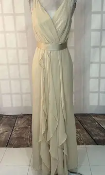 Vera Wang white Cream cascading bridesmaid Gown Size 6