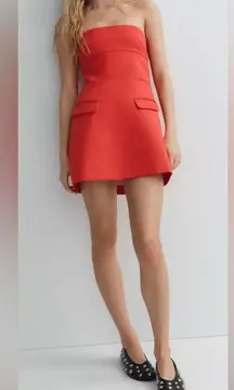 Zara STRAPLESS LAPEL DRESS