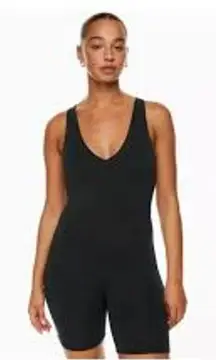 Aritzia BABATON Contour V-Neck Romper Black XS One Piece YOGA FITNESS LOUNGEWEAR