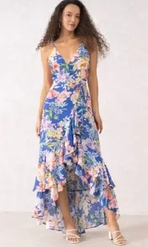 Yumi Kim Adela Maxi Floral Wrap Dress Blue NWOT XS‎