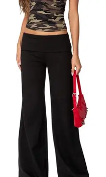 Edikted Black Foldover Waist Wide Leg Pants Size S Y2K NWT