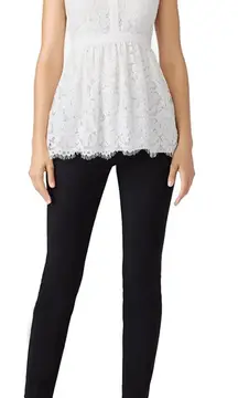 RTR Rachel Zoe Jamie White Floral Lace Short Sleeve‎ Mock Neck Top Sz 12