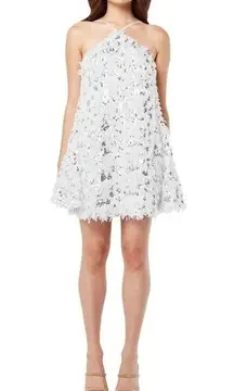 Elliatt  Italo Feather Sequin Cocktail Mini Dress in White Size Small