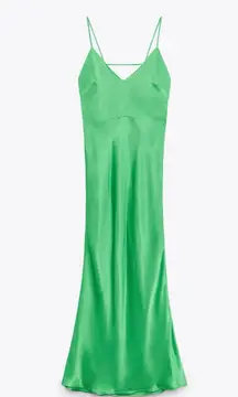Zara Green Satin Dress Size Small