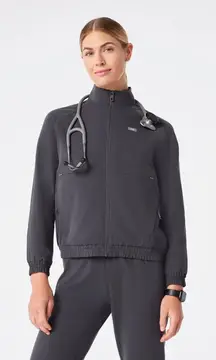 Figs Sydney Scrub Jacket in Charcoal, Size Small