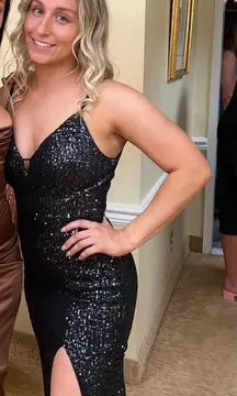 Black Sequin Prom Dress