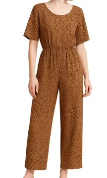 Lovjoi Small Leopard Print Half Sleeve Jumpsuit with Waist Tie