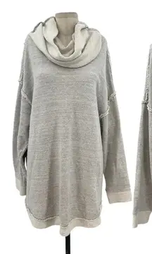 Free People‎ Beach Gray Cowl Neck Split Back Oversized Sweatshirt Size Medium
