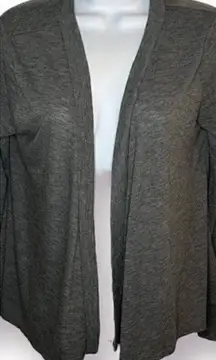 Gillian & O’Malley Marled Open Front Cardigan Ruffle Back High Low Hem Grey S