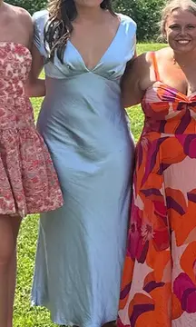 Womens Satin V Neck Cap Sleeve Backless Maxi Dress Elegant Twist Cut Out Midi Dresses Wedding Gues