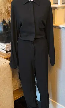 Nico.Nico Black Relaxed Long Sleeve Button Front Utility Jumpsuit Size Medium