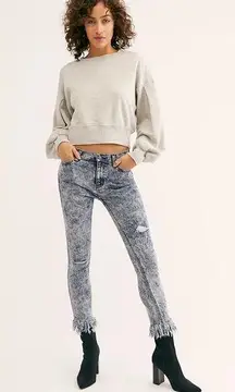 Free People  | Great Heights Acid Wash Frayed High Rise Skinny Jeans Size 27