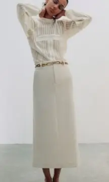 Zara Romantic Knit Top Blouse Lace Trim Bloggers' Favorite