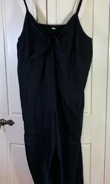 Old Navy Women's 3X Black Linen‎ Blend Sleeveless Knotted Tie Jumpsuit