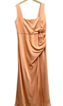 Lulus Red Carpet Romance Peach Satin Square Neck Maxi Dress size 3X