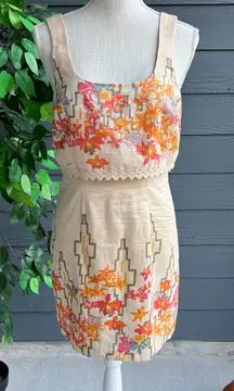 Free People Bing Bang Multicolor Floral Aztec Metallic Sleeveless Mini Dress