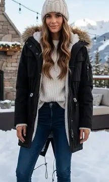 S13 New York Ultra Tech Field Anorak Parka Sherpa Lined Fur Hood Coat Jacket