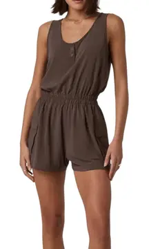NWOT Vuori Villa Chocolate Brown Sleeveless Utility Romper XL in Java