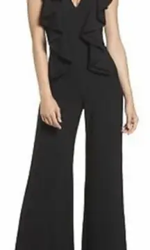 C/MEO Collective Metal Clouds Black Ruffle Sleeveless Jumpsuit Sz. M