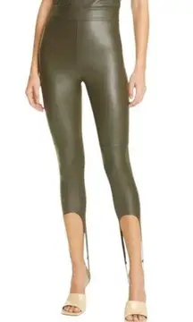 NWT Alix NYC Brower Faux Leather Stirrup Leggings Pine Green Women’s Size Small