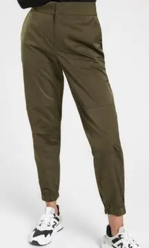 Athleta Woman’s Size 8P Radiant Jogger Tool Pants Tortuga Olive Green Shiny