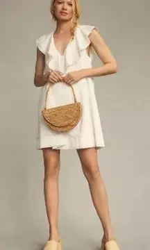 PILCRO White Ruffle V-Neck Shift Mini Dress NWT Size Extra Large