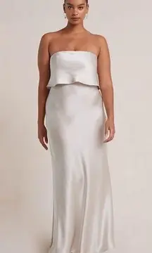 Bec + Bridge The Dreamer Champagne Sand Satin Strapless Maxi Formal Dress Size 2