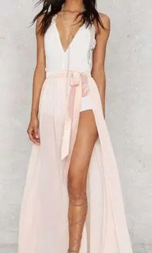 Lioness Womens Coquette Balletcore Ballet Tie Wrap Maxi Skirt Size XS Blush Pink