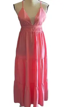 NWT- beautiful pink maxi dress, tiered skirt, brand new