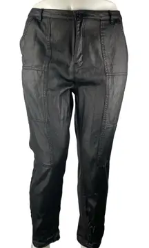 Missguided Women's Black Faux Vegan Leather High Rise Straight Trouser Pants 14