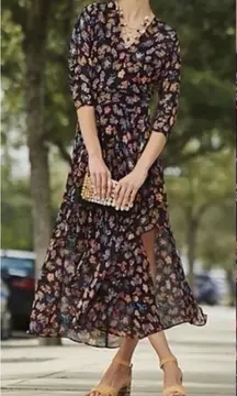 Anthro HD in Paris Maxi Dress Womens US 4 Sheer Floral Chiffon Cottage Peasant