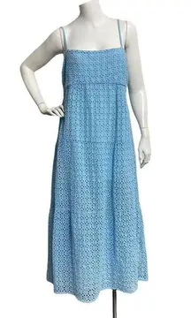 Bardot  Broderie Flow Eyelet Sleeveless Dress Blue Size M/8 Midi Casual Wedding