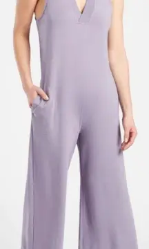 Wide Leg Pants Serenity Sleeveless Pockets Purple Jumpsuit