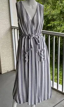 Harper Heritage Wrap Striped Maxi Dress Black/White Size Large