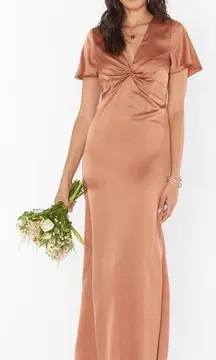 SHOW ME YOUR MUMU Rome Twist Gown In Copper Luxe Satin