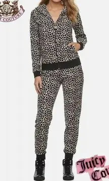 Juicy Couture Leopard Velour Track Suit Set Size Small