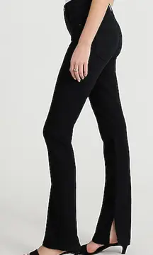 Women's EXPRESS Pitch Black Skyscraper Mid Rise Flare Jeans, Slits, Size 8 Short
