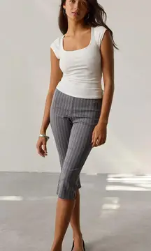 BDG UO Drew Cap Sleeve Ribbed Square White Neck Cropped Tee Size Large Nwot