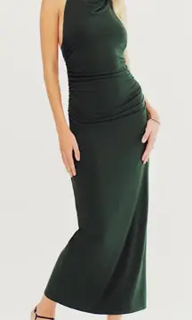 Reformation Jazlyn Knit Halter Maxi Dress Forest Green Size Small