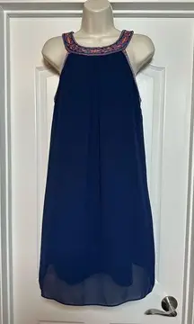 IZ Byer Royal Blue Bohemian Straight Light Tank Top Women’s Casual Boho Dress LG