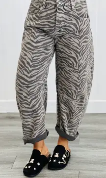 Zebra mocha barreled jeans  