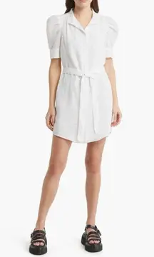 NWT FRAME Gillian Puff Sleeve Cotton Shirtdress Women's White Blanc Size XS $398