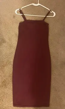 maroon bodycon Midi Dress