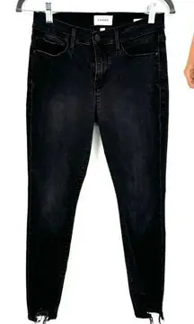 Frame Le Skinny De Jeanne Size 27 Brisbane Chewed Black‎ Stretch