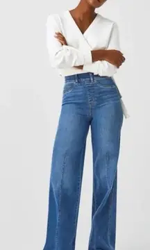 NWT SPANX 20407 Seamed Front Wide Leg in Vintage Indigo Pull-on Jeans Size XS