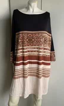 small petite pullover boat neck 3/4 sleeve shirt tunic dress