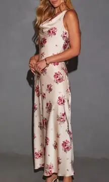 Vici Covina Satin Cowl Neck Slip Maxi Dress